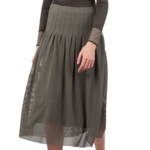 Akris Punto Mesh Pleated‎ Midi Skirt Gray Chic Designer Womens Sz 4 $795
